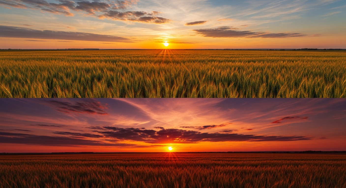 Canadian prairies at golden hour